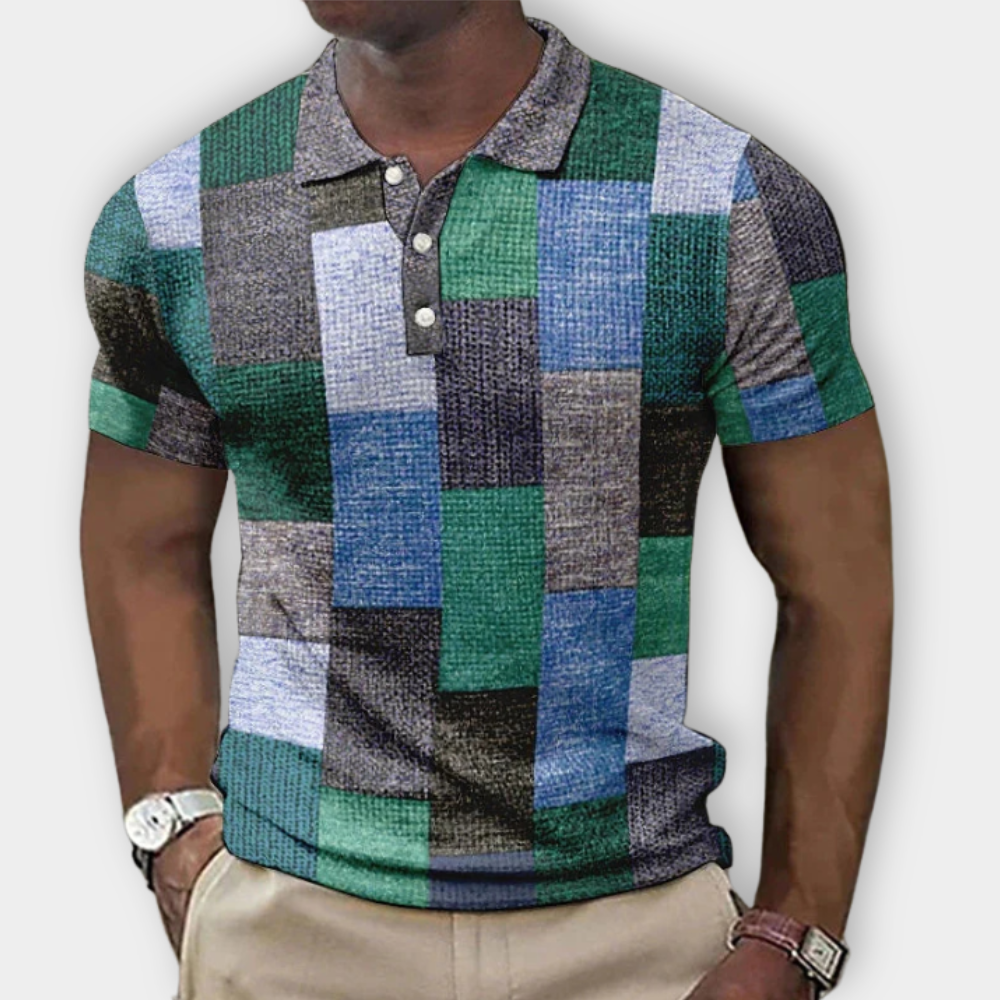 Ronan - Stylish Two-Tone Polo - Charlotte & Willow, detail