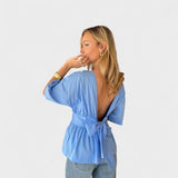 Romane - V-Neck Open Back Blouse