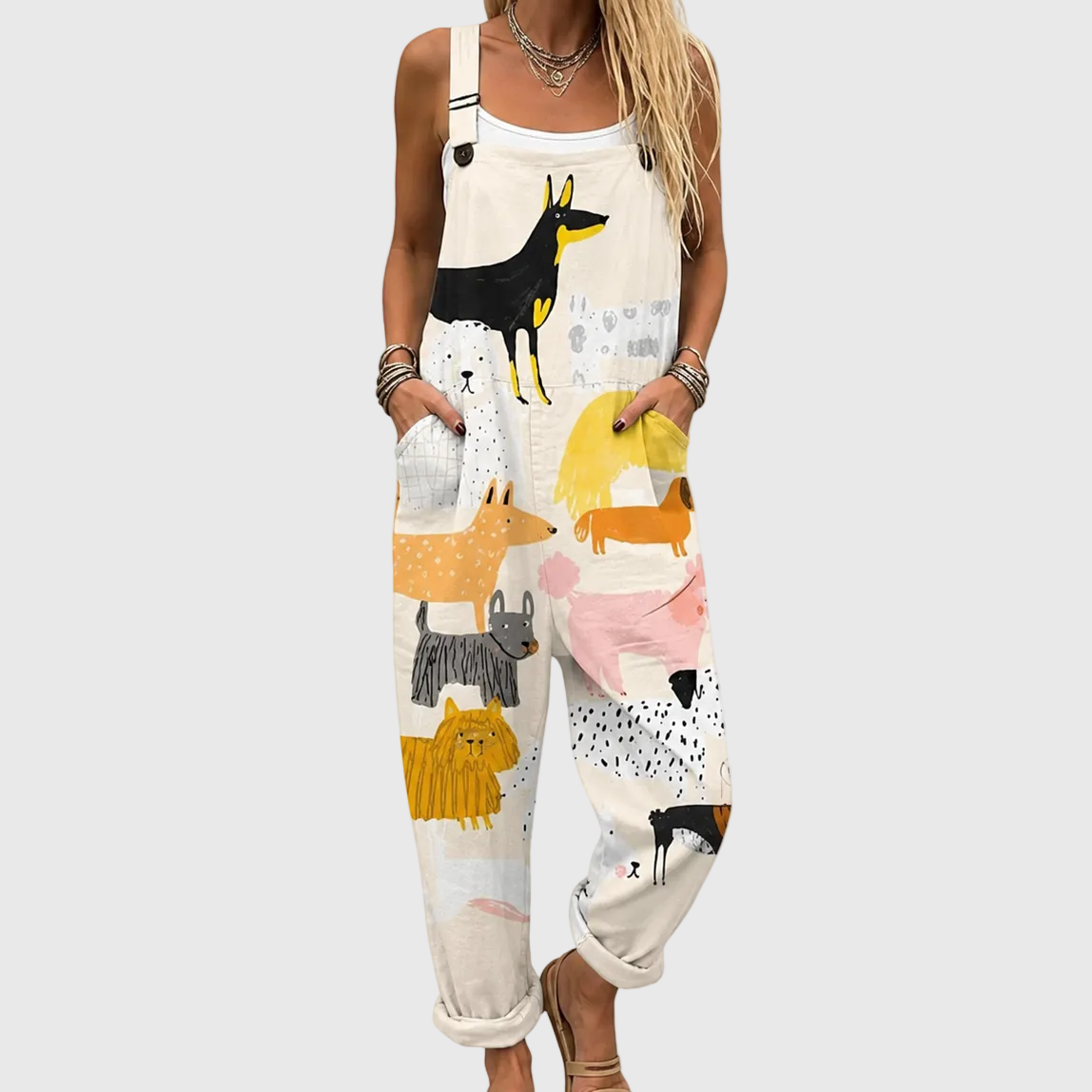Soft Animal Print Dungarees - Charlotte & Willow