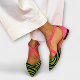 Fuchsia Zebra Ballerina Flats - Sarah Collection