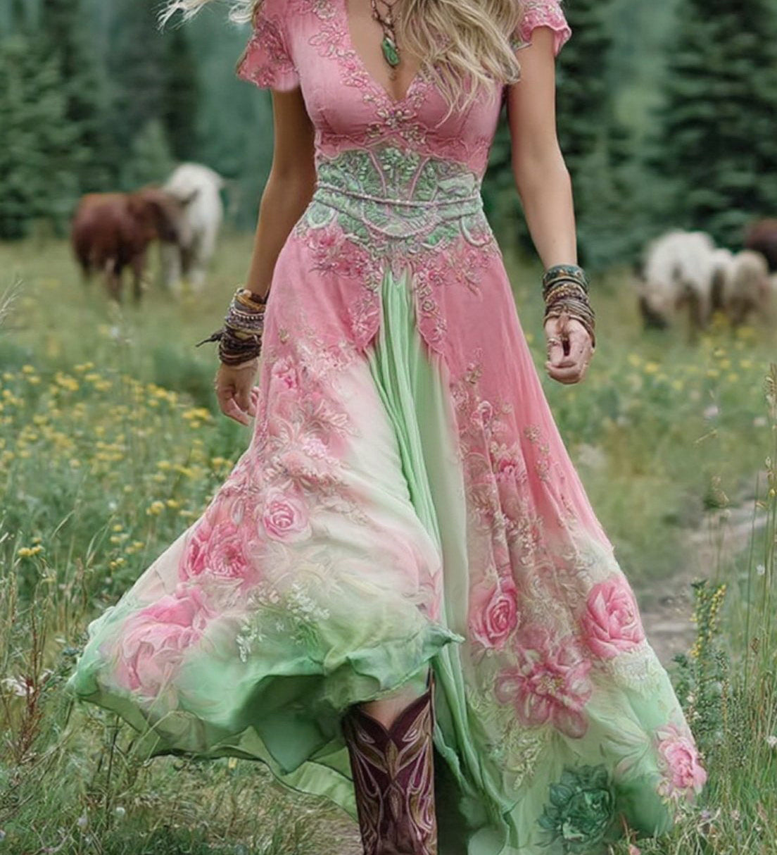 Maeve - Elegant Floral Maxi Dress - Charlotte & Willow, product photo 7