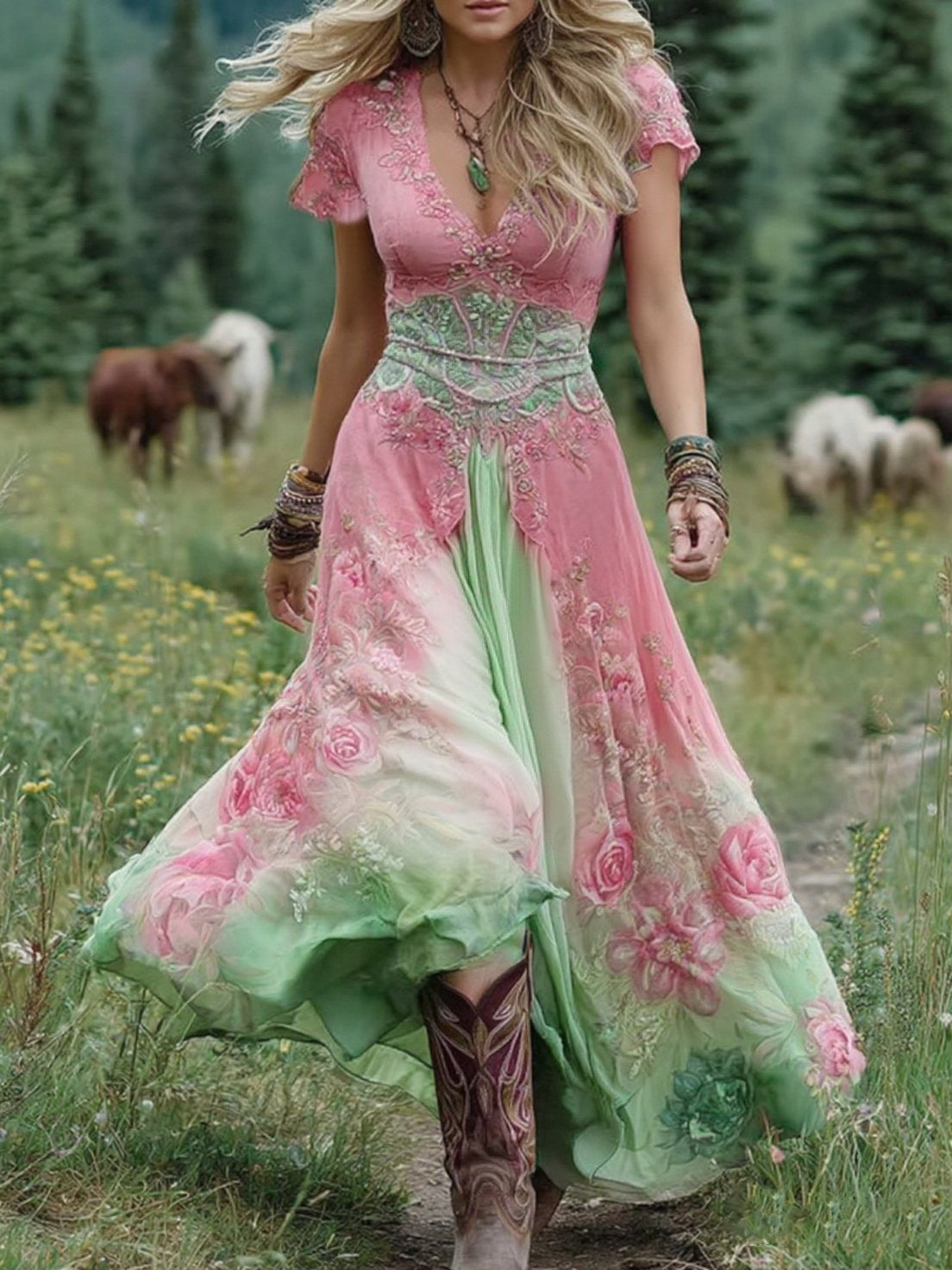 Anaïs - Robe Maxi Fleurie