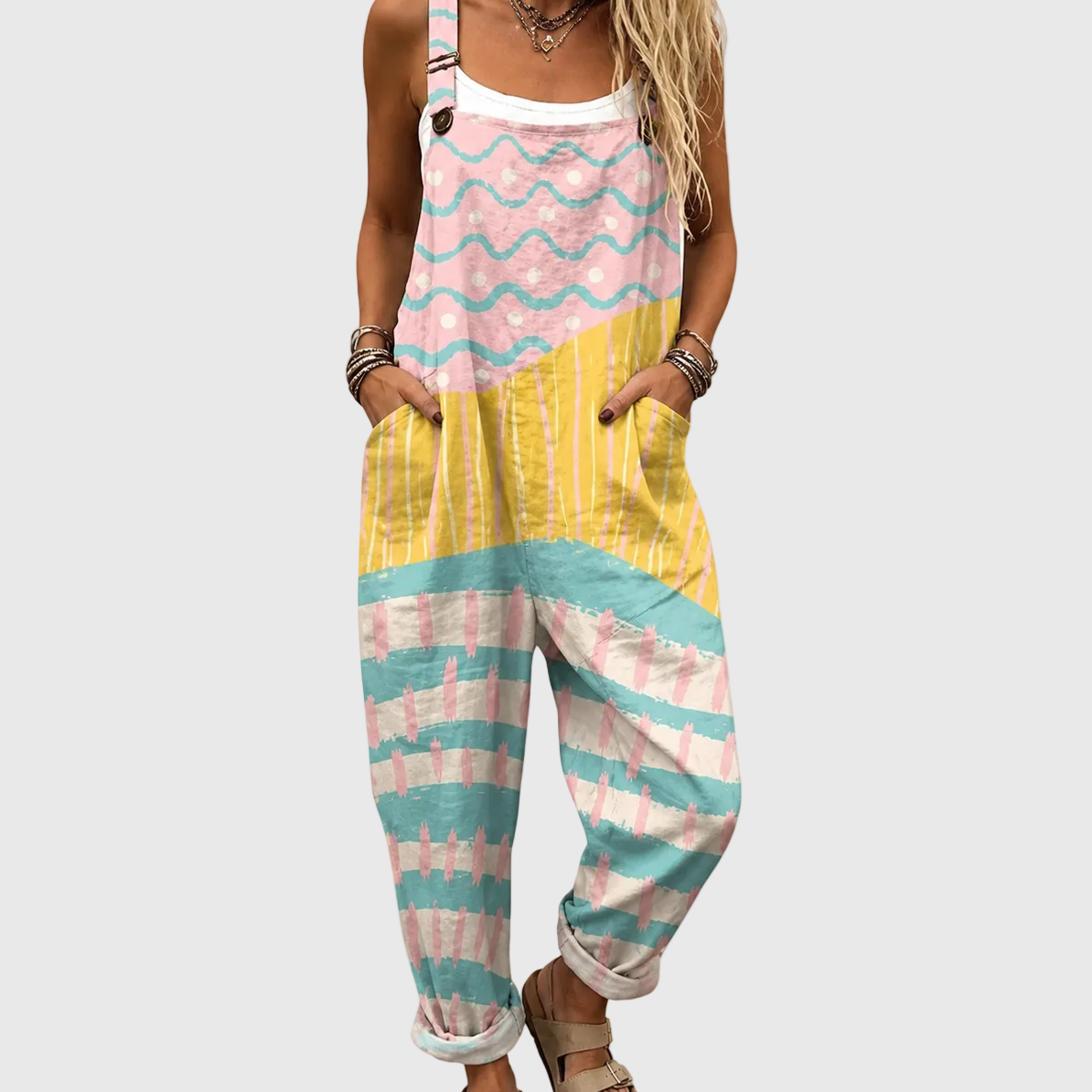 Soft Multicoloured Pastel Dungarees - Charlotte & Willow