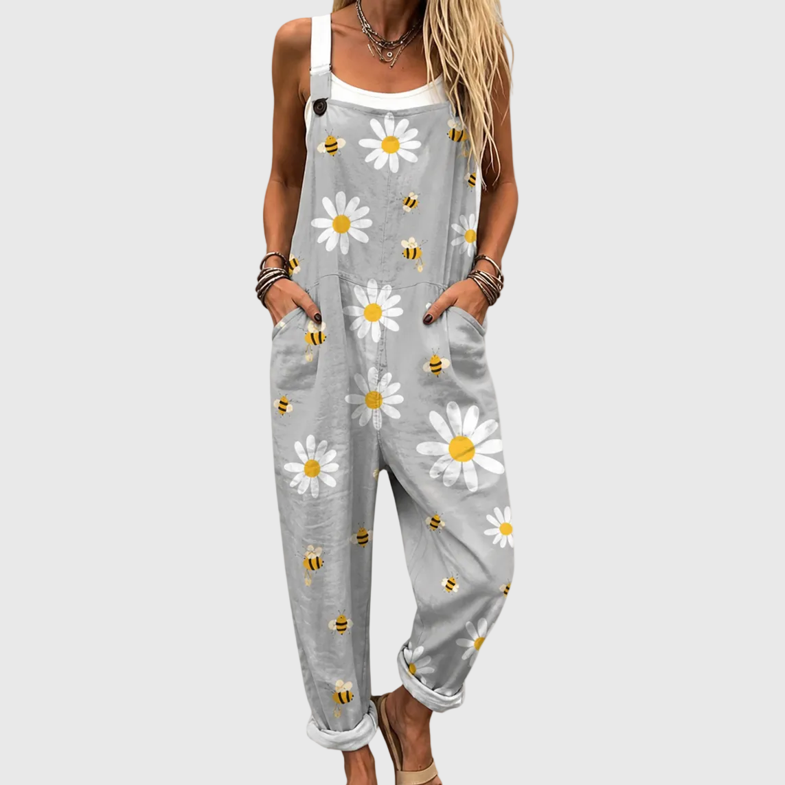 Soft Dungarees with Daisies and Bees - Charlotte & Willow