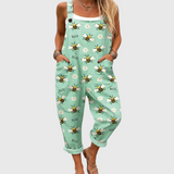 Soft Dungarees with Bee and Daisy Pattern - Charlotte & Willow