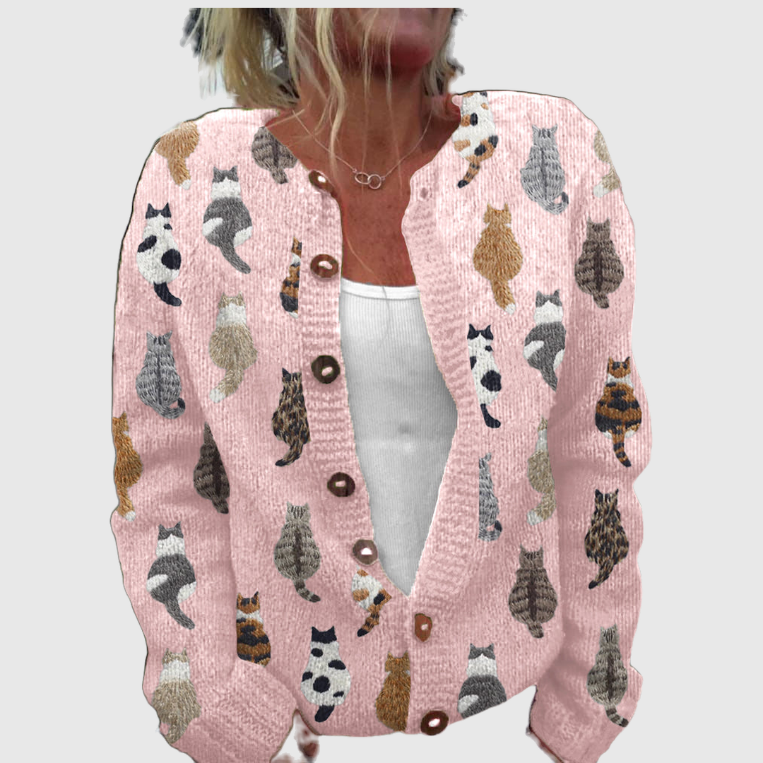 Nola Cat Print Cardigan - Charlotte & Willow