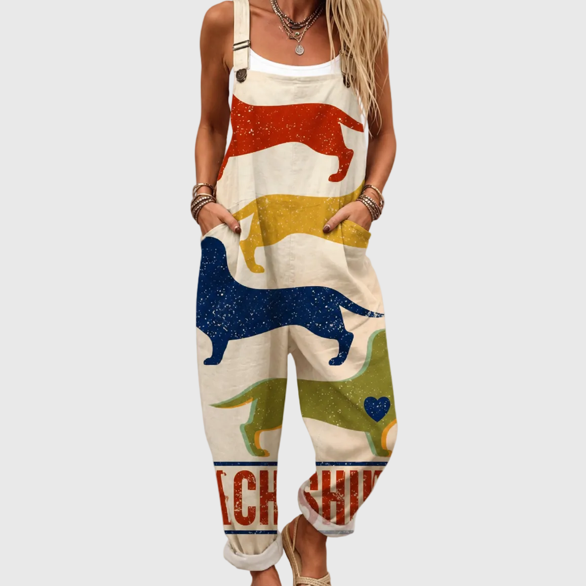 Soft Dachshund Pattern Dungarees - Charlotte & Willow