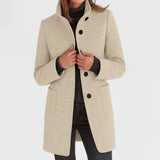 Arvey - Elegant mid-length wool coat with high collar