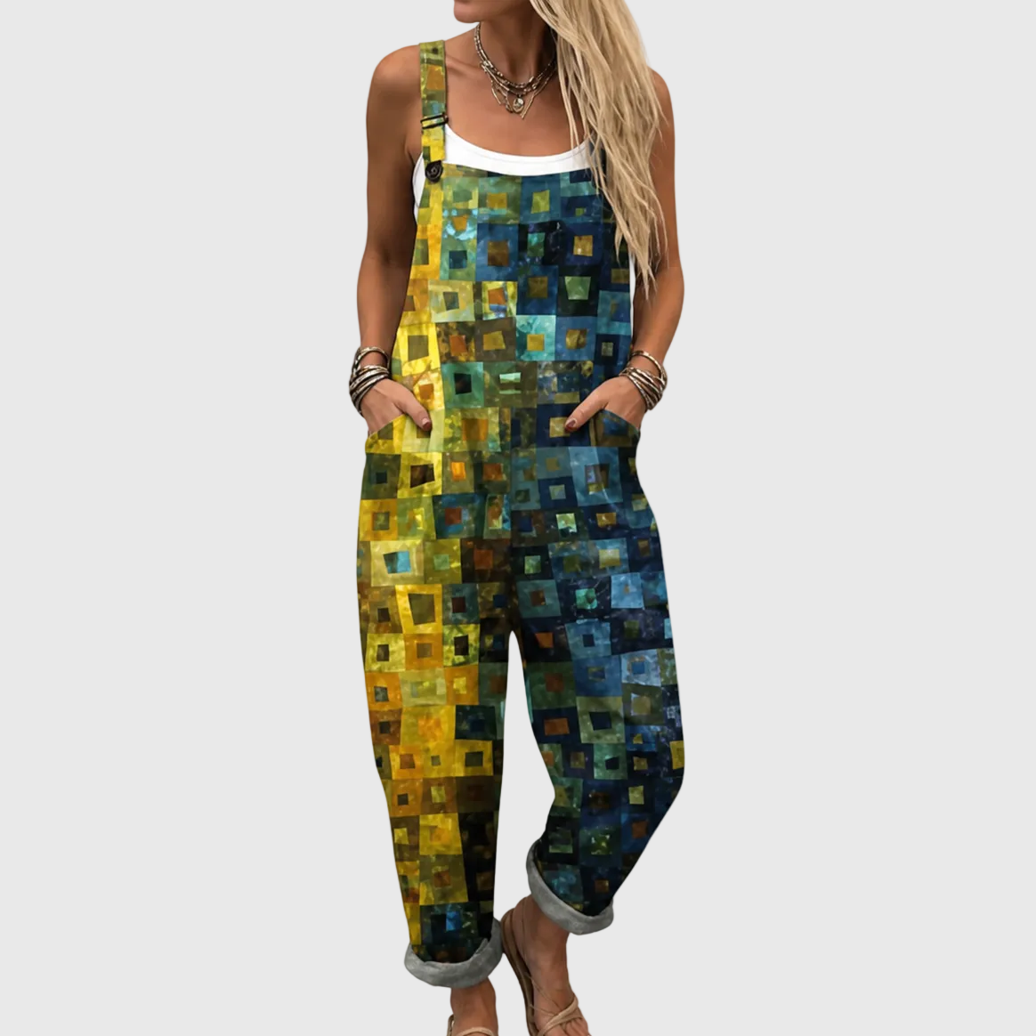 Soft Mosaic Pattern Dungarees - Charlotte & Willow