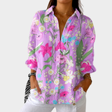 Iseult - Vibrant Printed Blouse with Light Fabric