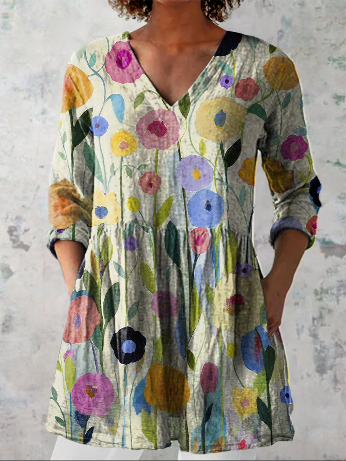 Aisling V Neck Long Blouse - Charlotte & Willow