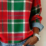 Mia | Women's Round Neck Denim Patchwork Pullover