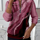 Mariaa | Half-Zip Top with Vintage Print
