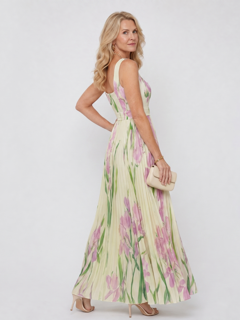 Sinead Pleated Midi Dress - Charlotte & Willow, styled look