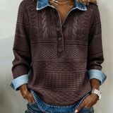 Lunad | Trendy Sweatshirt with Half Button and Collar