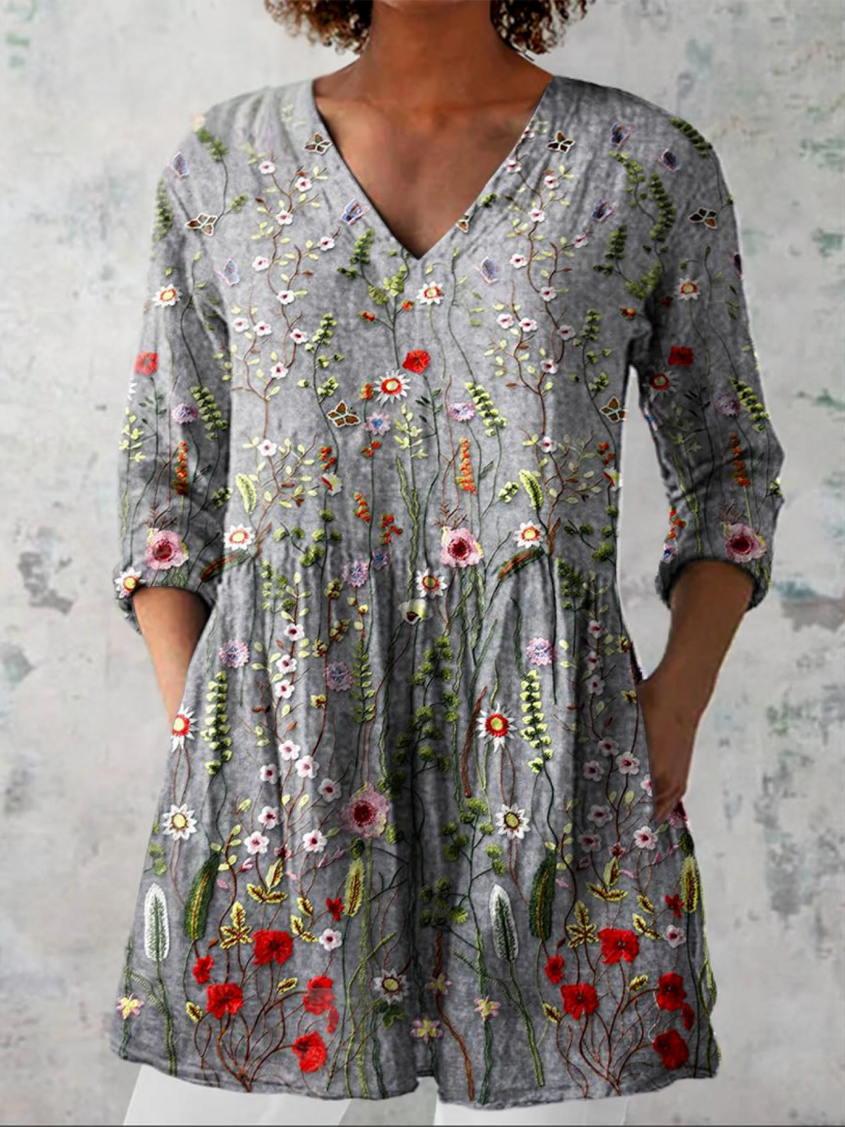 Maeve V Neck Long Blouse - Charlotte & Willow
