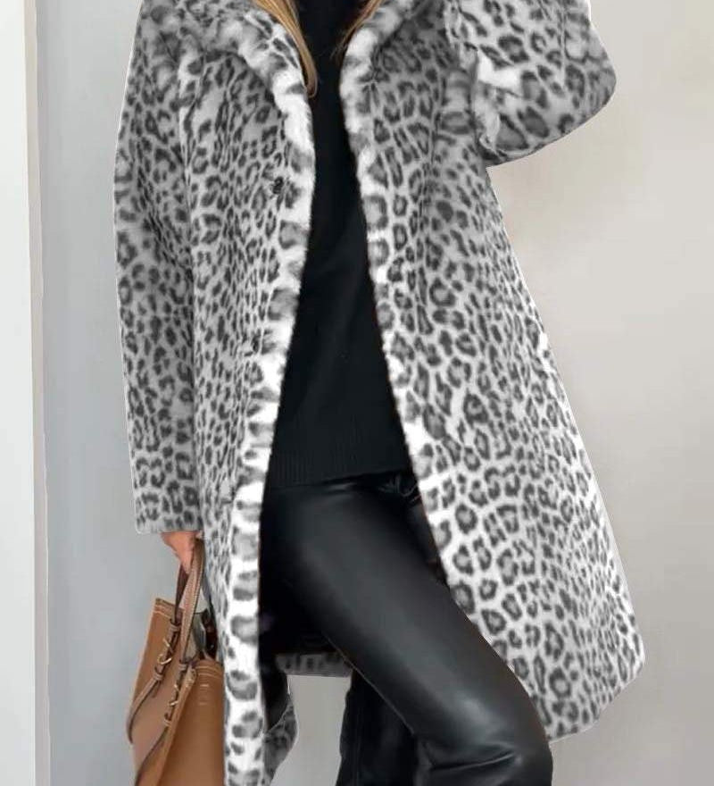 Clara - Chic Leopard Print Coat - Charlotte & Willow, back