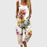 Comfortable Floral Overalls with Chickens - Charlotte & Willow