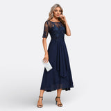 Anaïs - Elegant Blue Lace Gown
