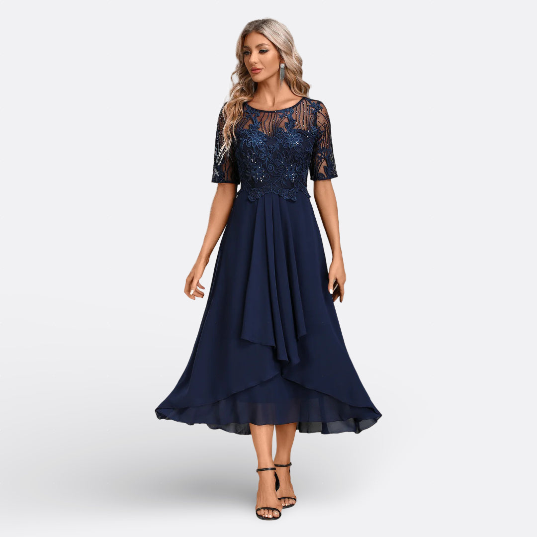 Rita - Elegant Blue Gown - Charlotte & Willow