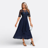 Anaïs - Elegant Blue Lace Gown