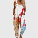 Soft Dungarees with Country Chickens Print - Charlotte & Willow