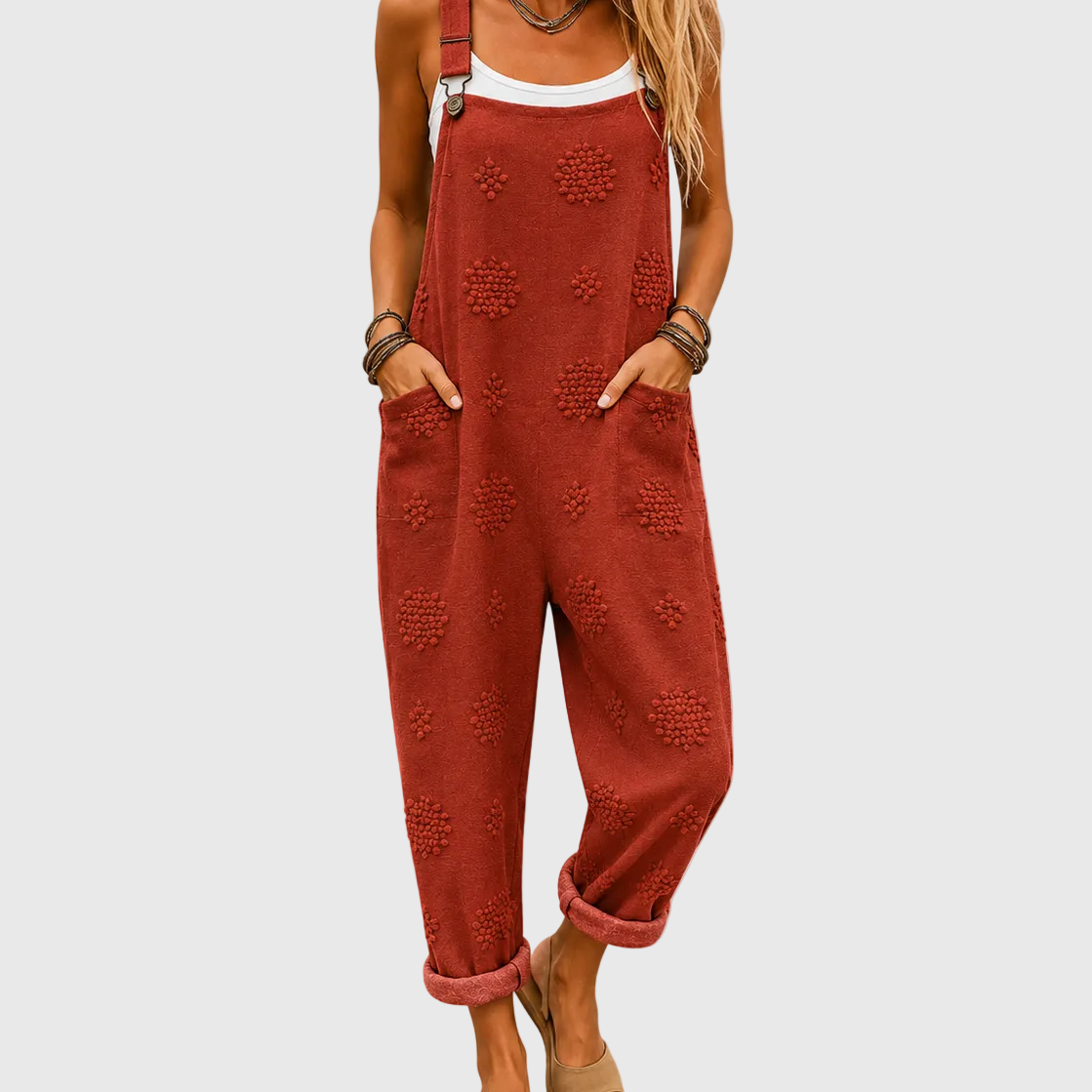 Brick Red Comfort Dungarees - Charlotte & Willow
