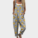 Green & Grey Print Dungarees - Charlotte & Willow, front view