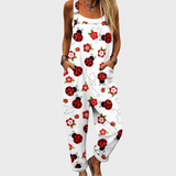 White Ladybug Print Dungarees - Charlotte & Willow