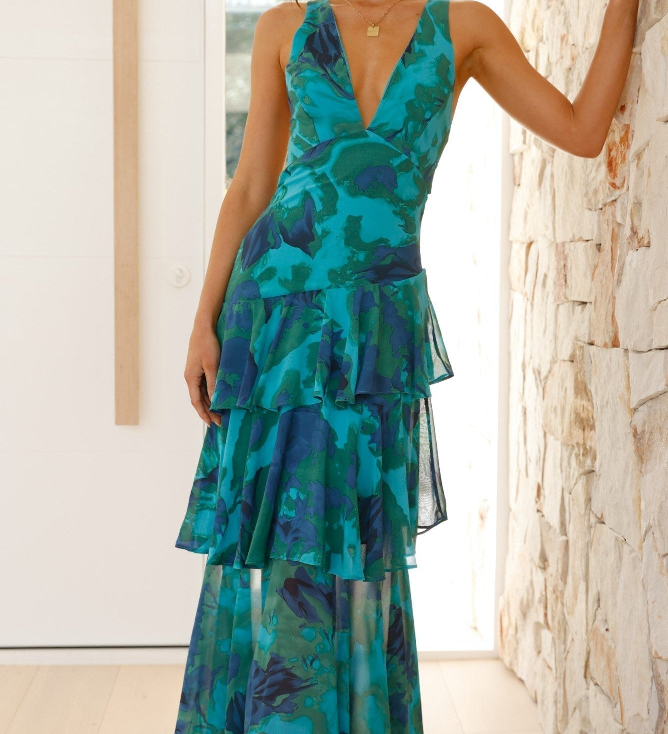 Aisling - Chic Long Maxi Dress - Charlotte & Willow, front
