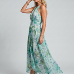Nuala Floral Halter Midi Dress - Charlotte & Willow, front view