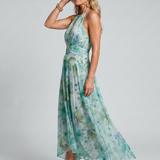 Nuala Floral Halter Midi Dress - Charlotte & Willow, front view