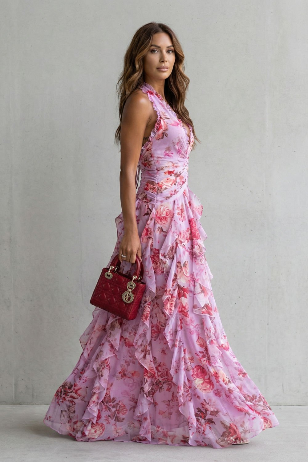 Orlaith Halter Neck Long Dress - Charlotte & Willow, front view