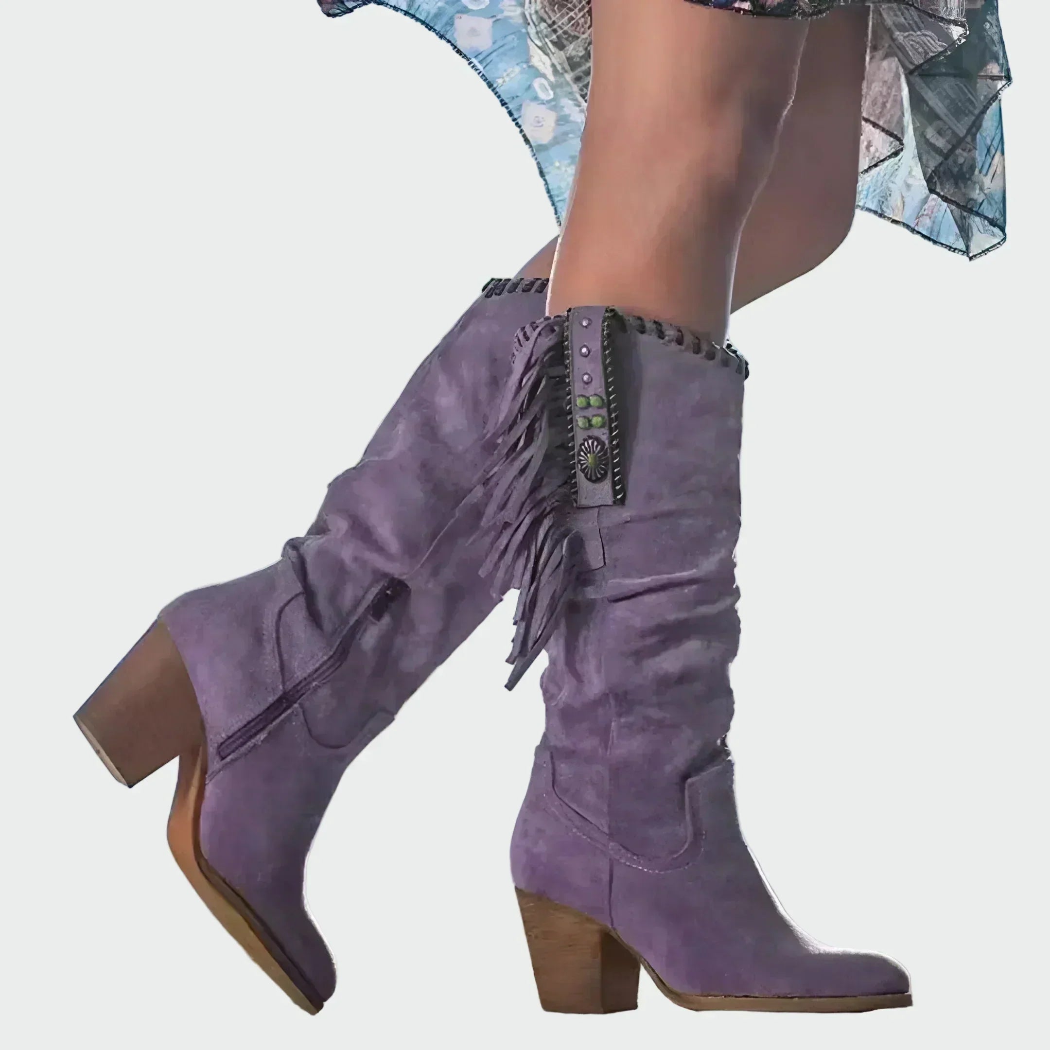Bridie - Western Fringe Boots - Charlotte & Willow, front