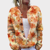 Maple Leaf Autumn Art Print | Buttoned Cardigan Sweater