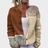Minimalist | Abstract Polka Dots Print Buttoned Cardigan Sweater