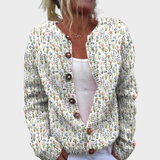 Spring Meadows Floral Repeat Pattern Printed Buttoned Cardigan Sweater