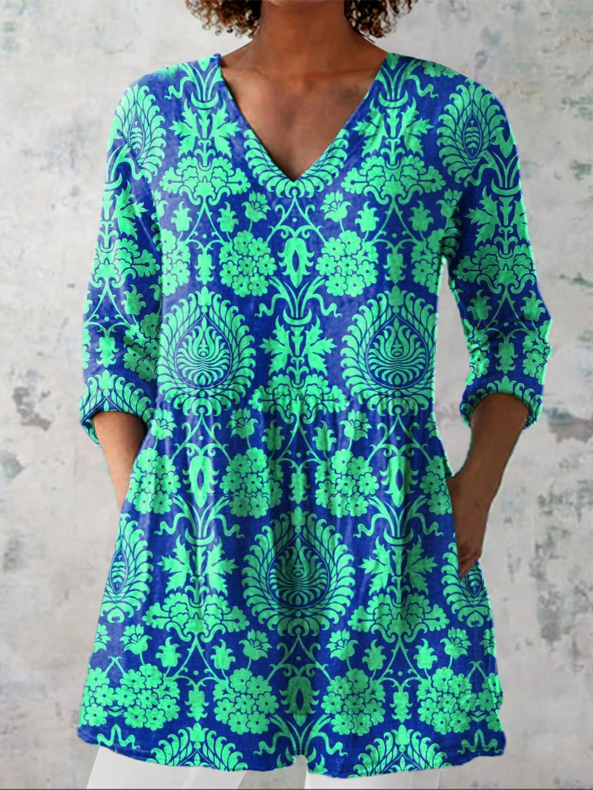 Deirdre V Neck Long Blouse - Charlotte & Willow