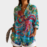 Oona - Ocean Blossom Artistic Blouse