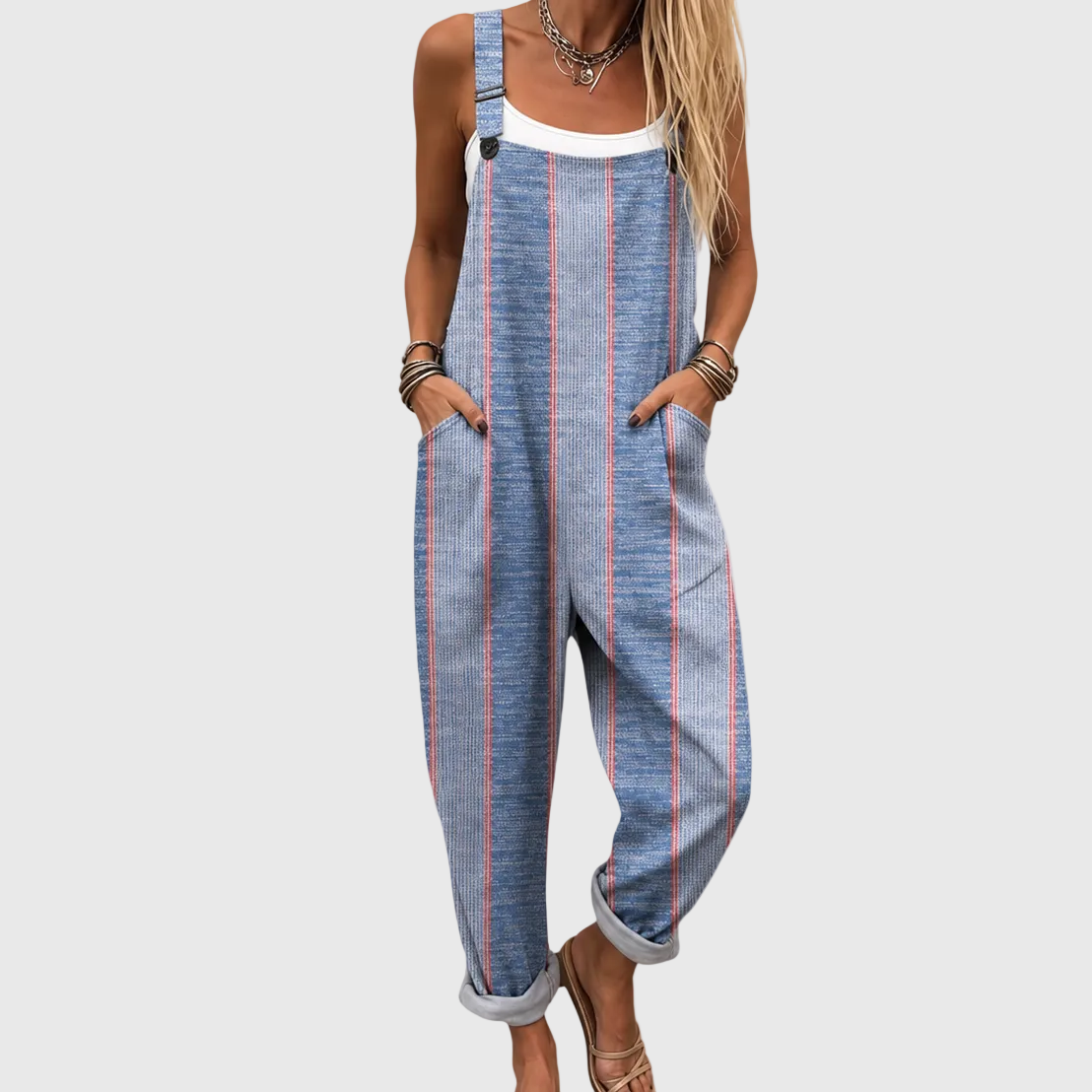 Classic Relaxed Blue Striped Overalls - Charlotte & Willow