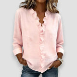 Eleanora | Blouse with Ruffles, V-Neck and Long Sleeves