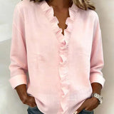 Eleanora | Blouse with Ruffles, V-Neck and Long Sleeves