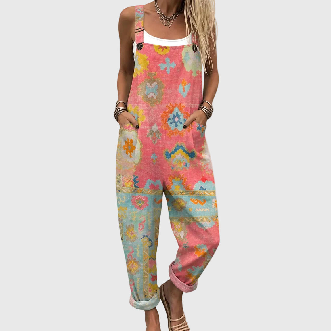 Casual Jumpsuit with Soft Mosaic Pattern - Charlotte & Willow