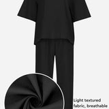 Cotton-Linen Blend Monochrome Two-Piece Set