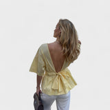 Romane - V-Neck Open Back Blouse