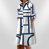 Inès - Geometric Pattern Midi Dress