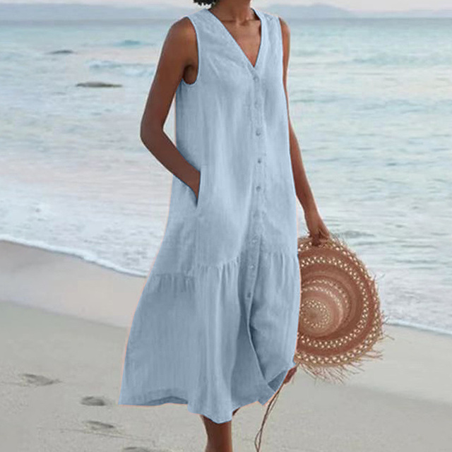 Aoibheann - Sophisticated V-Neck Dress - Charlotte & Willow, back