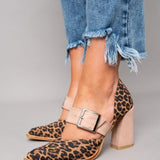 Margaux - Suede Leopard Print Sandals