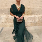 Caoimhe Pleated V Neck Maxi Dress - Charlotte & Willow, styled look