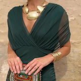 Caoimhe - Pleated V-Neck Maxi Dress